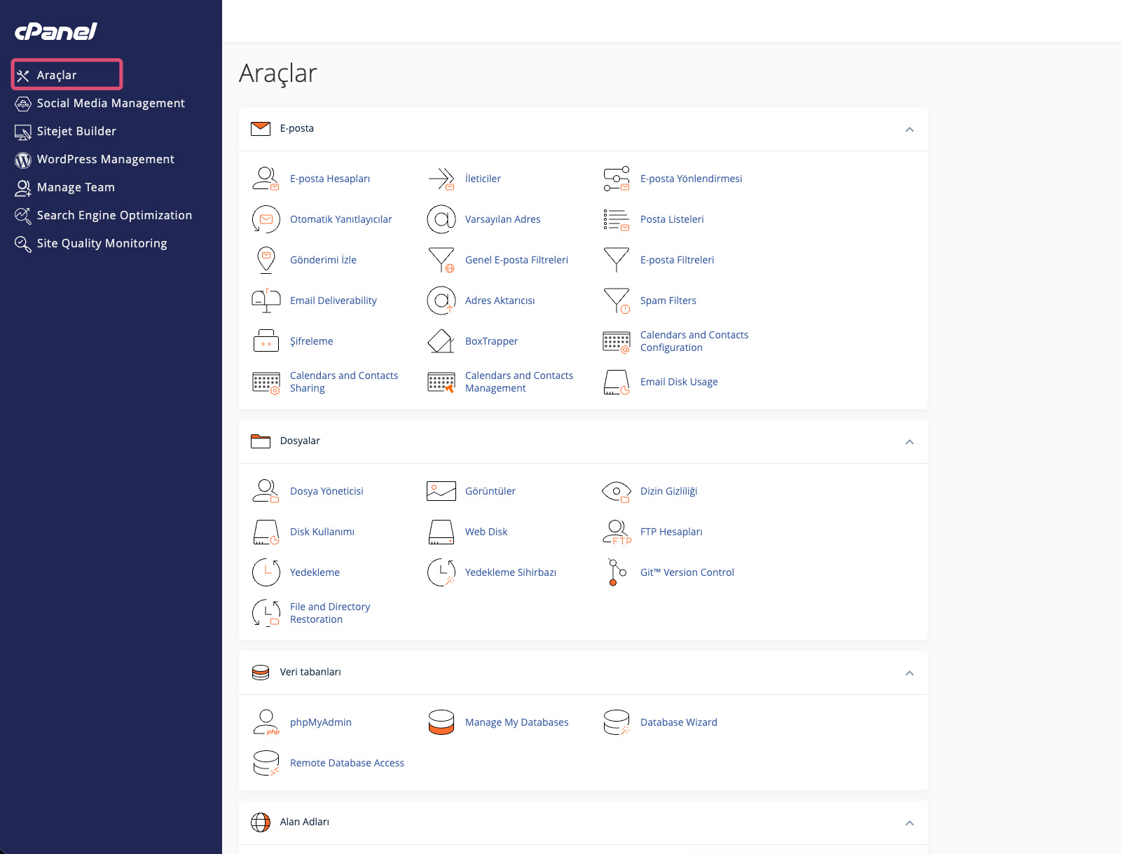 cPanel Hesap Paneli