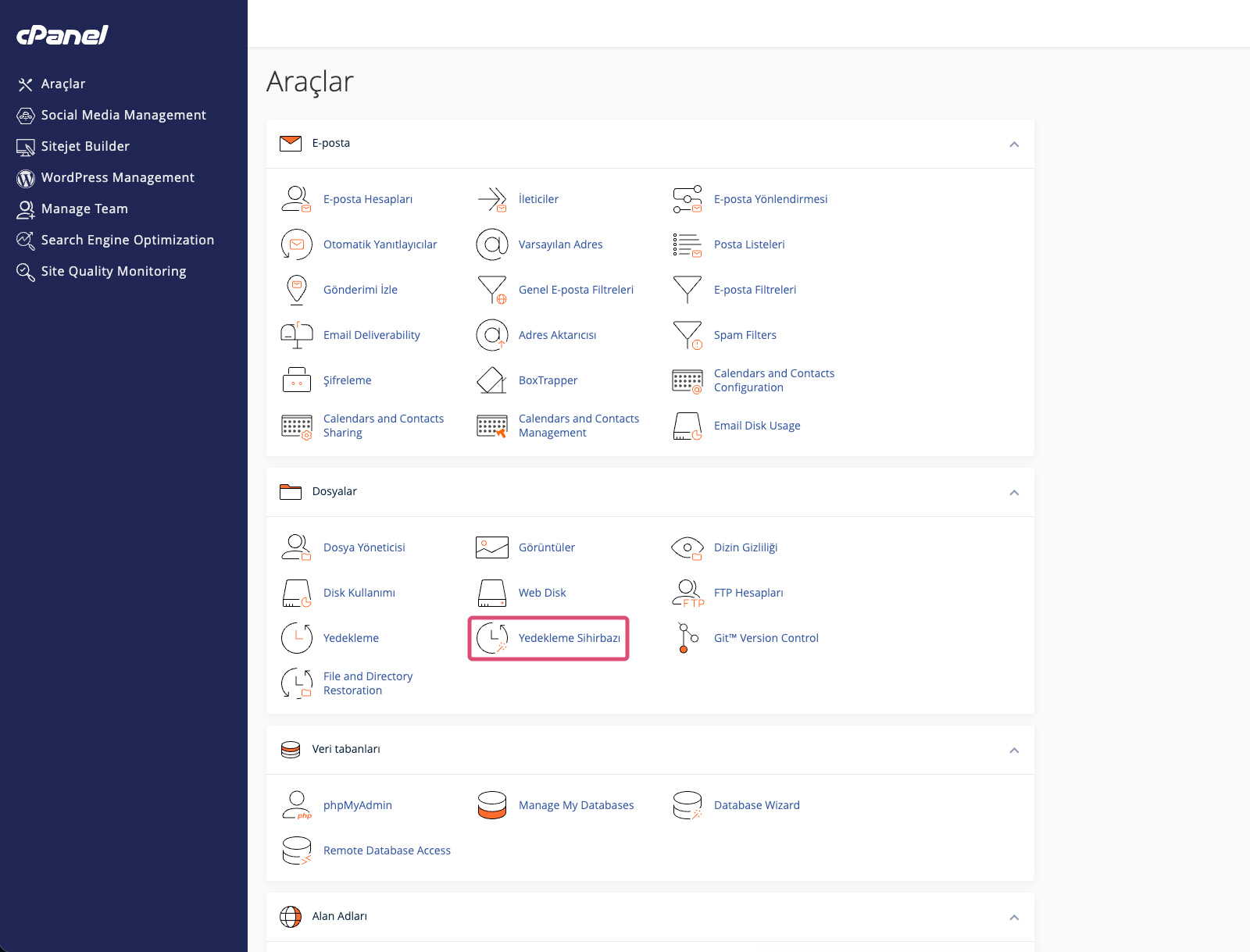 cPanel Hesap Paneli
